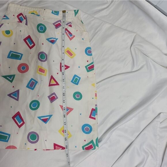 VINTAGE 90s geometric print button back pencil skirt XS - Picture 10 of 10